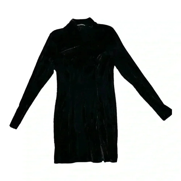 naked wardrobe Dresses & Skirts - Naked Wardrobe Black Velvet Mini Dress with Slit Small